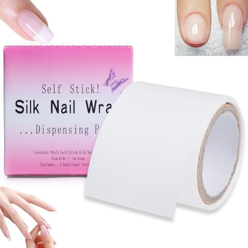 Fiberglass Silk Nail Wrap Self Adhesive,Silk Nail Wrap for Nail Repair & Extensions,Self Adhesive Fiberglass Tape to Fix Damaged,Broken & Split Nails,Nail Extensions,Silk Wrap for Nails