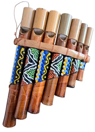 Flûte de pan Péruvienne Artisanale Décorée 7 notes Bambou musique
