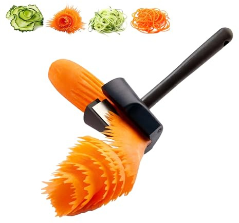 Carrot Curler Peeler Tool Vegetable Pencil Sharpener Spiralizer for Salad Garnishing Bento Box Low Carb Courgette Ribbon Maker Slicer with Stainless Steel Blade Kitchen Gadget Black