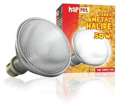 Happet Terra Metal Halide 50W 3in1 UVB UVA Wärmelampe 6000K für Terrarien, Tageslichtspektrum mit Infrarot PAR30 E27 für Reptilien, Terrarienbeleuchtung Heizlampe für Tagaktive Reptilien & Echsen
