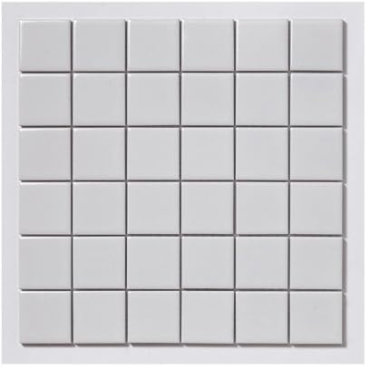 Mosaic Tile Sheet 30×30 cm – 2.3×2.3 cm Small Square Porcelain Tiles – Black or White - Gloss or Matt Finish – Bathroom & Kitchen Wall Tile – Sold Per Sheet (White Gloss)