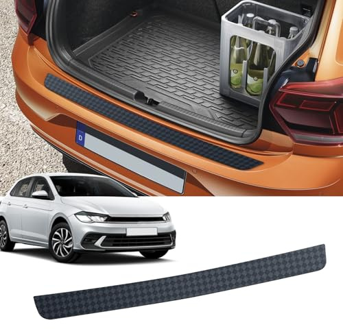 CDEFG Kompatibel mit VW Polo 6 AW 2017-2025 Ladekantenschutz Kratzschutz für Kofferraum Selbstklebend TPU Folie Carbon Fiber Schutzfolie Stoßstangenschutz Autofolie Heckstoßstangenschutz Zubehör