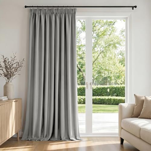 Deconovo Gardinen Vorhang Blickdicht Verdunklungsvorhänge Deko Taubengrau | 1er Set, H 245 x B 140 cm, Thermogardine, für Wohnzimmer, Curtains for Bedroom, für gegen Hitze, Gardinen mit Kräuselband