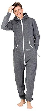 Moniz Herren Jumpsuit, Onesie, Overall (XXL, Dunkelgrau)