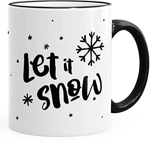 Kaffee-Tasse Let it snow Winter Weihnachten Spruch Kaffeetasse Teetasse Keramiktasse Autiga® schwarz unisize