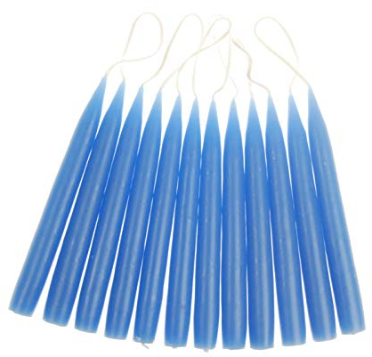 hdg Baumkerzen 12er Pack handgefertigte Kerzen aus Dänemark Ø 1,3 cm / 12 cm, Kerzen Farbe:Mittelblau