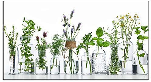 ARTland Spritzschutz Küchenrückwand aus Alu für Küche Herd Spüle 110x60 cm (BxH) mit Motiv Pflanzen Kräuter Gewürze Lavendel Basilikum Blumen H9KE