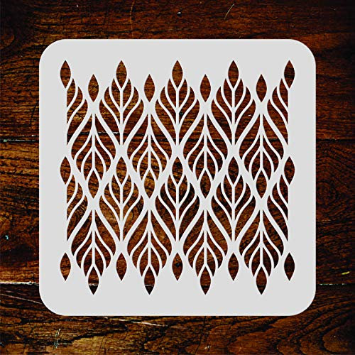 Pochoir Feuille - 16,5 x 16,5 cm (S) - Réutilisable - Papier peint - Motif tribal ethnique
