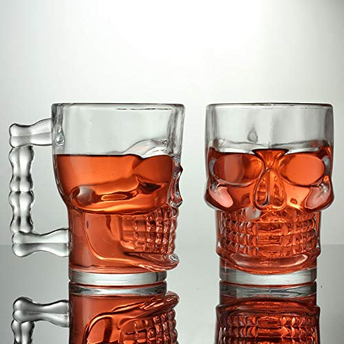 sijihua Verres à vin rouge à bière en forme de tête de mort Transparent 500 ml