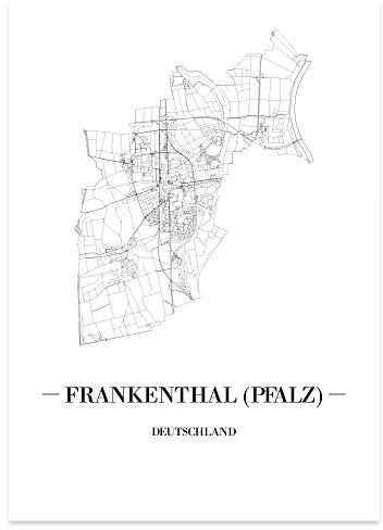 JUNIWORDS Stadtposter - Wähle Deine Stadt - Frankenthal (Pfalz) - 30 x 40 cm Poster - Schrift A - Weiß