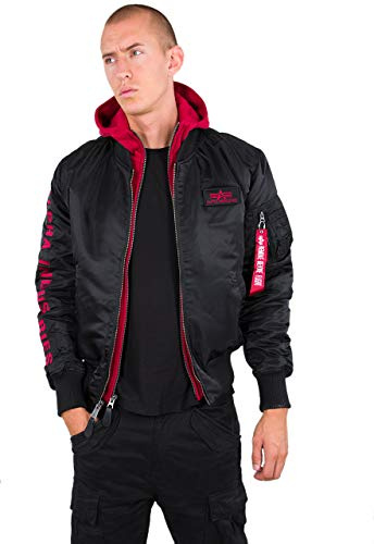 Alpha Industries MA-1 D-Tec SE Bomber Jacket for Men Black/Red