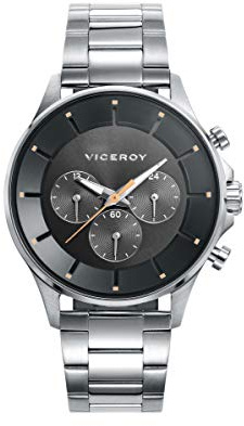 Viceroy Herren-Multifunktionsuhr Analog aus Edelstahl - 44 mm - Aktive Zähler - Schwarzes Zifferblatt - Wasserdicht 10 ATM - Quarzwerk - Beat-Kollektion – 42391-57