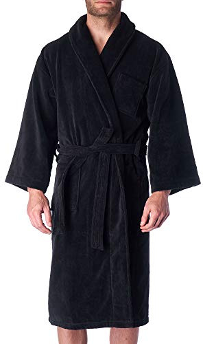 Alpine Swiss Pure Cotton Mens Terry Cloth Bathrobe Super Absorbent Spa Robe BLK XLXXL