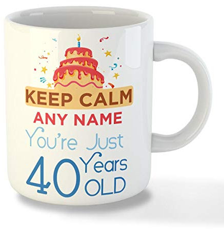 Gift Hub - Personalised Mugs for 40th Birthday Gifts, Featuring Birthday Design, Personalised Name Mug Gift for Him and Her to Celebrate Special Occasions (Keep Calm 40)