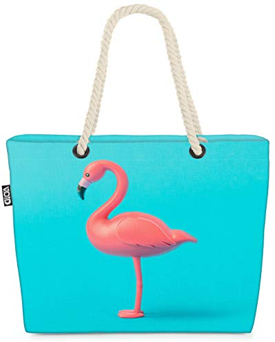 VOID Flamingo Türkis Strandtasche Shopper 58x38x16cm 23L XXL Einkaufstasche Tasche Reisetasche Beach Bag