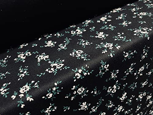Scuba Crepe Stoff Stretch Lycra Jersey, Meterware – Schwarz Ditsy Print Floral