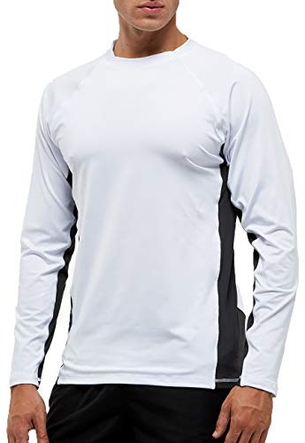 Homme UPF 50+ UV T-Shirt à Manches Longues Sport décontracté pour Hommes Blanc M