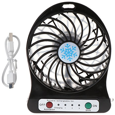 DANLINI Ventilatore USB, portatile da 5 W, per esterni, con ventola a LED, ventola USB senza batteria 18650, colore: nero