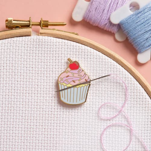 Needle Minder - Cupcake for Cross Stitch, Sewing, Embroidery and Needlework Accessories, Enamel and Magnetic