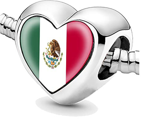 Bon4azuré Perlen für Armbänder Mexiko Flagge Silber Charms für Frauen Charme Perle Schmuck Geschenke Geschenke für Mädchen, Sterling-Silber