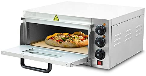 Bituxx Professioneller Pizzaofen Pizzabackofen Pizzamaker Elektrisch 2000W mit Steinplatte, Gastro Steinbackofen für Pizza, Brot und Backwaren, Leistung 2000 Watt, Temperatur bis zu 350°C