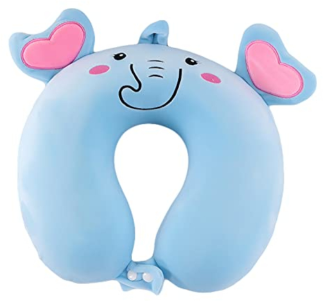 EXQULEG Cartoon Nackenkissen Memory Foam Nackenkissen Stützkissen, Reisekissen Kinder Reisekissen Ideal für Reise Büro und Haus (Elefant)