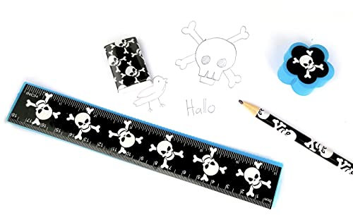 STUWU Schreibset Pirat Piraten mit Radiergummi Spitzer Bleistift Mitgebsel Piratenparty