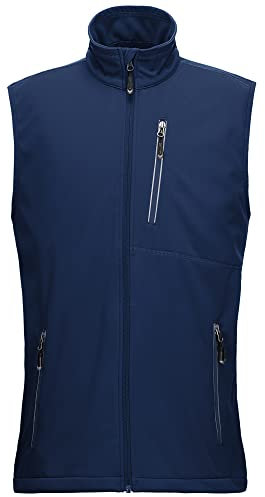 33,000ft Men's Lightweight Softshell Gilet, Windproof Waterproof Outerwear Vest Gilets Sleeveless Jacket for Cycling Running Hiking Golf Travel Navy Blue L