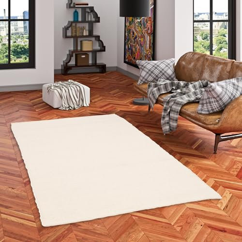 Pergamon Natur Teppich Wolle Handgewebt Alaska Natur Wollweiss