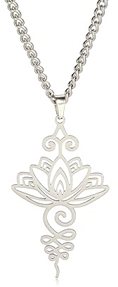 kkjoy Lotusblume Yoga-Halskette Edelstahl Lotus Anhänger Halskette inspirierender Schmuck für Frauen Mädchen