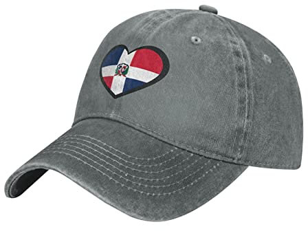 Lawenp Gorra de béisbol de la República Dominicana Con la Bandera del corazón Vintage, sombreros de béisbol ajustables Unisex, Sombrero de papá