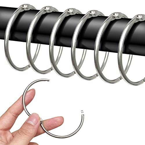 40 anelli per tende da aprire, 50 mm, anelli tondi, clip in metallo per tende e aste per tende (argento)
