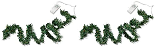 20 LED Lichterkette Tannen-Girlande grün 200cm 2 Stück batteriebetrieben Timer Lichtergirlande Deko Leuchtdraht Winter Weihnachten