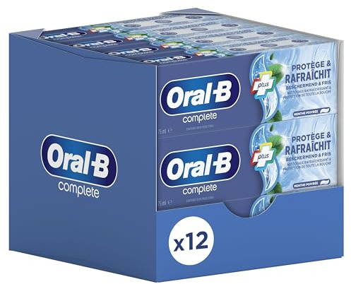Oral B Zahnpasta, schützt und frisch, 12 x 75 ml, schützt vor bakterieller Plaque, sorgt für sofortige Frische, die anhält