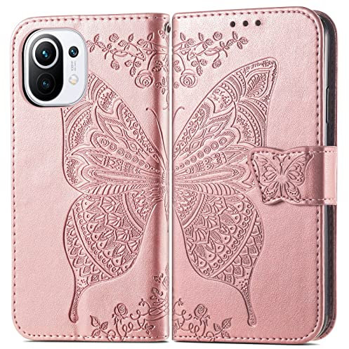 Handyhülle für Xiaomi Mi 11 Hülle Xiaomi Mi 11 | Book Case Flip Tasche mit Magnet Kartenfach Standfunktion | Rosegold