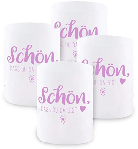 Windlicht Deko, 12 Stück Mini Tischlichter Kerzen Deko als Tischdeko für Junge und Mädchen Kommunion Konfirmation Taufe Hochzeit Geburtstag Teelichter, ca. 8,0 x 10,0 cm (Rosa)
