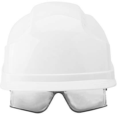 SYH&AQYE Casco Sicuro, Casco con Visiera, Elmetto con Casco Sicuro con Visiera E Protezione per Le Orecchie Casco da Lavoro in ABS Ventilato Leggero Regolabile per Edilizia Industriale(Bianco)