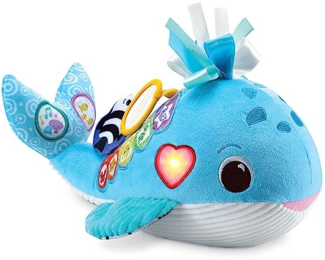 VTech - Océane, Ma Baleine Musicale, Peluche Bébé Interactive et Sensorielle Fabriquée avec des Matériaux Plus Durables, Jouet d'Éveil, Cadeau de Naissance Bébé Dès 3 Mois - Contenu en Français