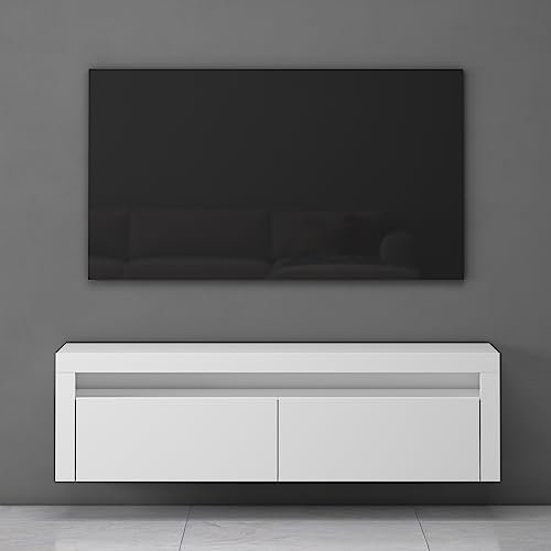 maimai Mobile TV per Televisore 160x40x46cm, Armadietto per TV con 2 Ante Armadietto Basso Soft-close per Soggiorno, Sala da Pranzo, Camera da Letto Fernsehschrank01, Bianco opaco