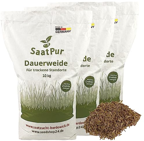 SaatPur® Dauerweide für trockene Standorte, 30 kg für 9.000 m², Hoher Futterwert für strukturreiches Futter, dichte Narbe, geeignet für stark beanspruchte Pferdeweiden, Neusaat und Nachsaat