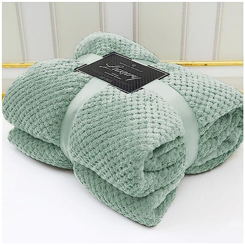 VELVETIO Luxury Waffle Fleece Popcorn Throw, Extra Large Thermal Warm Honeycomb Blanket, Soft & Cosy 100% Polyester Snuggle Sofa Bed Throws, 150 x 200cm, Duck Egg