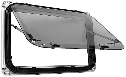 Fockety Ventana de Doble Capa con Cortina, 35 de Ancho x 18 de Alto, ángulo de Apertura de 75°, Varilla de Soporte, Cortinas de privacidad de Recambio para Ventanas de autocaravanas