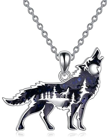 YFN Wolf Halskette Sterling Silber Wolf Anhänger Kette Schmuck Geschenke für Damen Herren