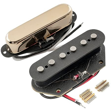 Artec TFA40 Alnico 5 Set Micros Telecaster Manche Chevalet Pickups pour Guitare Electrique style Tele, Noir/Doré