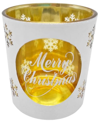 Acan Tradineur - Portavelas de Navidad de Cristal, Adorno, Soporte para Velas, decoración, centros de Mesa, estanterías, 7 x 8 cm, Modelo y Color Aleatorio