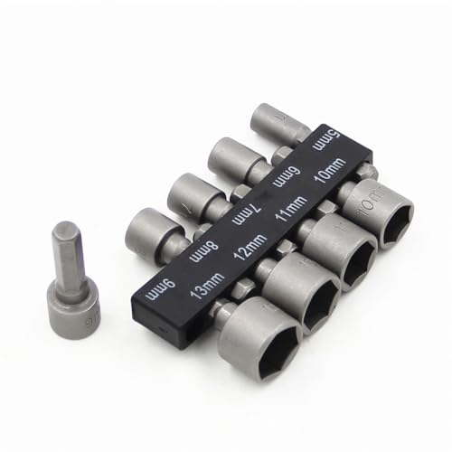 9 Stück Steckschlüssel Set,5-13mm Stecknuss Bit Adapter,1/4 Zoll Sechskantschaft Innensechskant Satz,Nuss Adapter für Bohrer oder Akkuschrauber, Bitsatz für Akkuschrauber