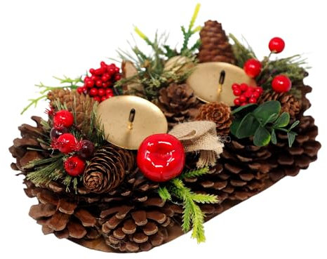 Home & Styling Kerzenhalter aus Zapfen, Weihnachtsdeko, 26 cm
