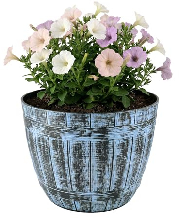 SG Large Barrel Planter, Garden Plant Pot, Heavy Duty Half Barrels for Outdoor, Flower Herb Tree, Container with Drainage Holes, Large Plant Pots Garden, Beijing Barrel Gold, D 52cm x H38cm