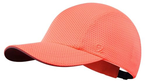 GADIEMKENSD Women's Race Day Running Hat Performance Mesh Baseball Cap Excellent Ventilation Reflective Lightweight Safety Ponytail Hats for Exercise Golf Hiking Beach Workout Gym Light Orange
