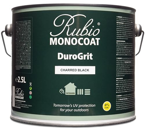 Rubio Monocoat DuroGrit Outdoor Wood Oil, Stain & Sealer - Charred Black | 1 Layer, UV Protection for Deck, Fence & Furniture | 2,5L